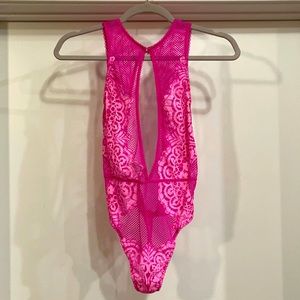 Victoria Secret Hot Pink Lace Teddy Size Small